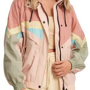 NOIZE | Pastel Pink Liberty Colorblock Rain Jacket 80s Retro Style Windbreaker M
